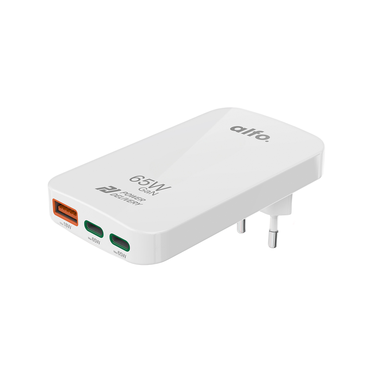 USB-C Netzladegerät, 65W PD, Wandladegerät, GaN, weiß
