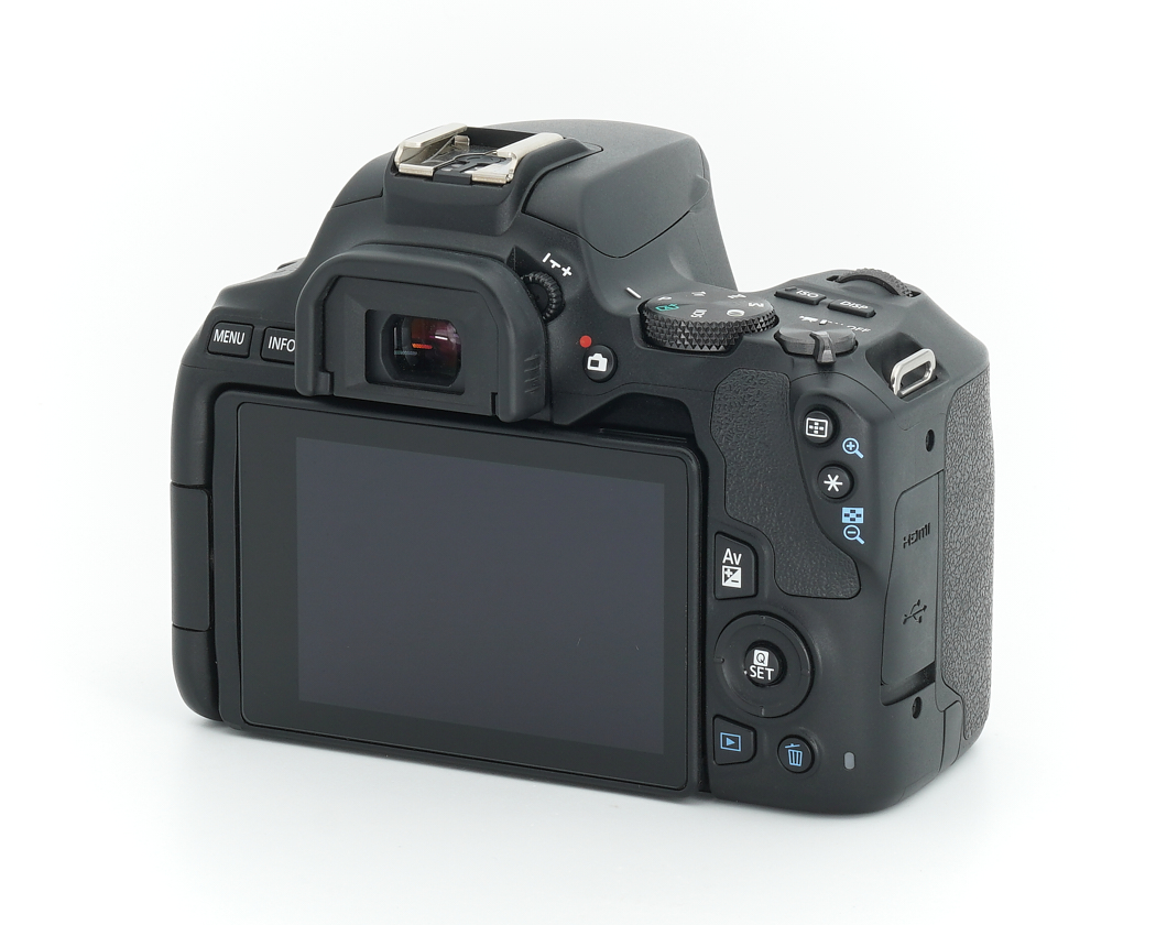 digitale Kamera, DSLR, Rückdisplay, schwarze Kamera, Bedienelemente