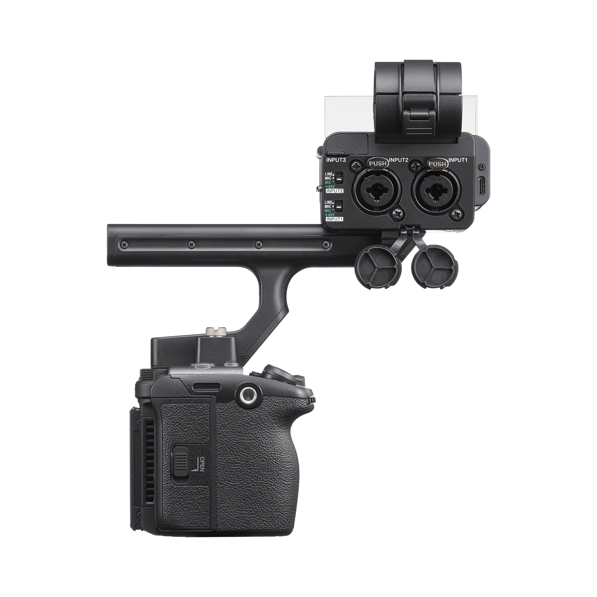 (Rigider) Kameragriff, Kamerazubehör, Monitorhalterung, V-Mount, Schwarz