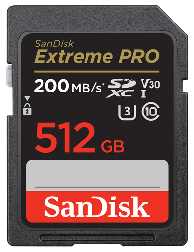 SanDisk 512 GB SDXC ExtremePro 200MB/s V30 UHS-I U3 Speicherkarte