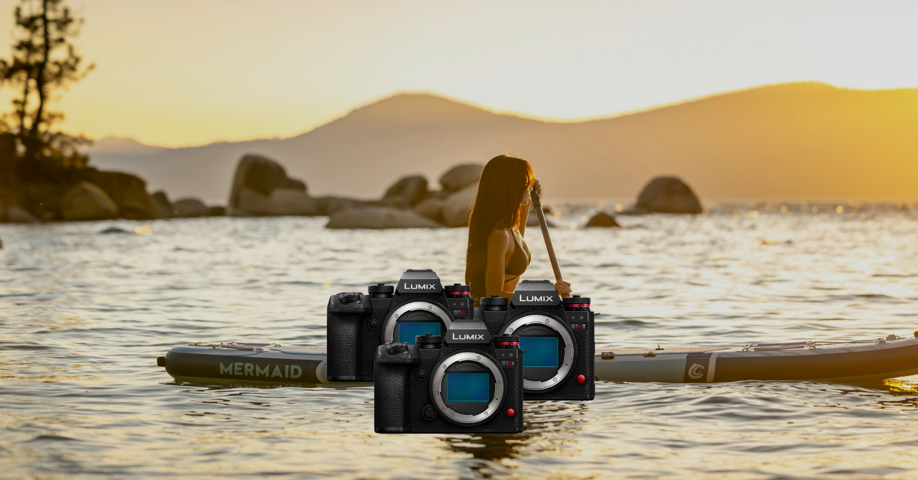 Spiegelreflexkamera, digitale Kamera, Lumix, schwarze Kamera, Wasserszene