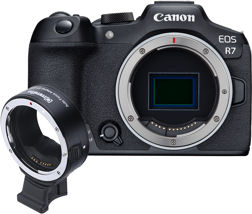 Canon EOS R7 + C Adapter EOS auf RF mit Stativfuss