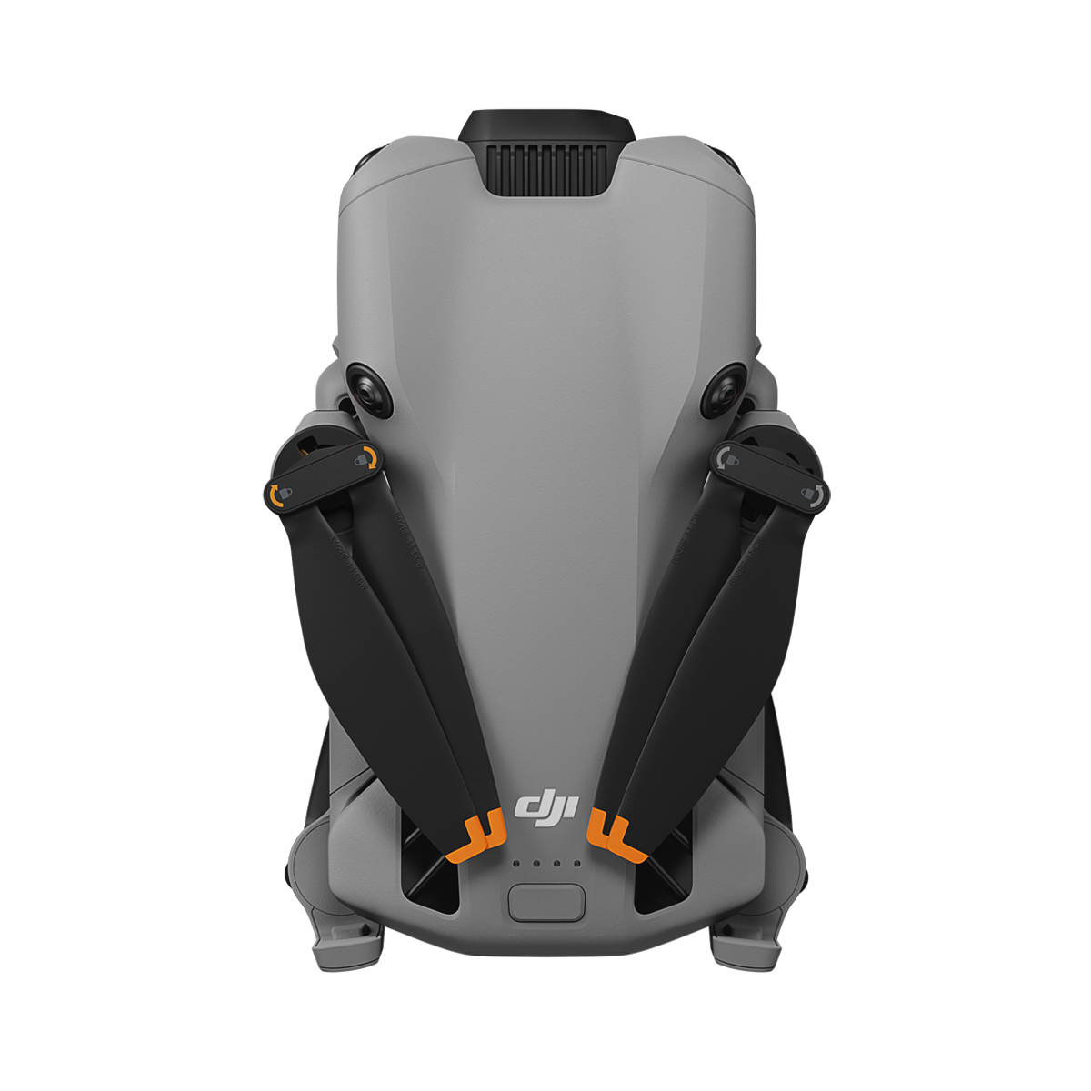 Drohne, Rucksack, Grau, Propeller, Orangene Akzente