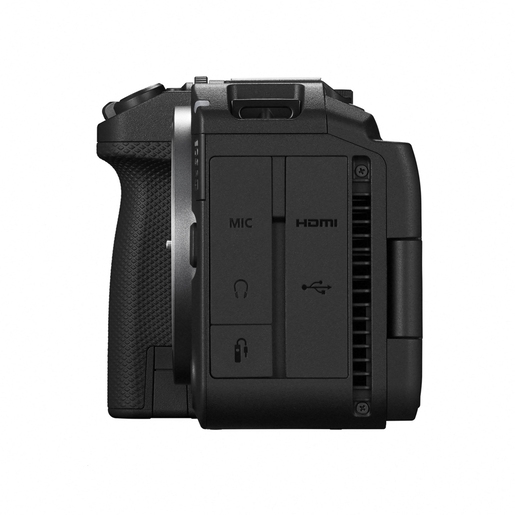Kamera, Seitenansicht, HDMI, Mikrofon, USB, Anschlüsse, Griff