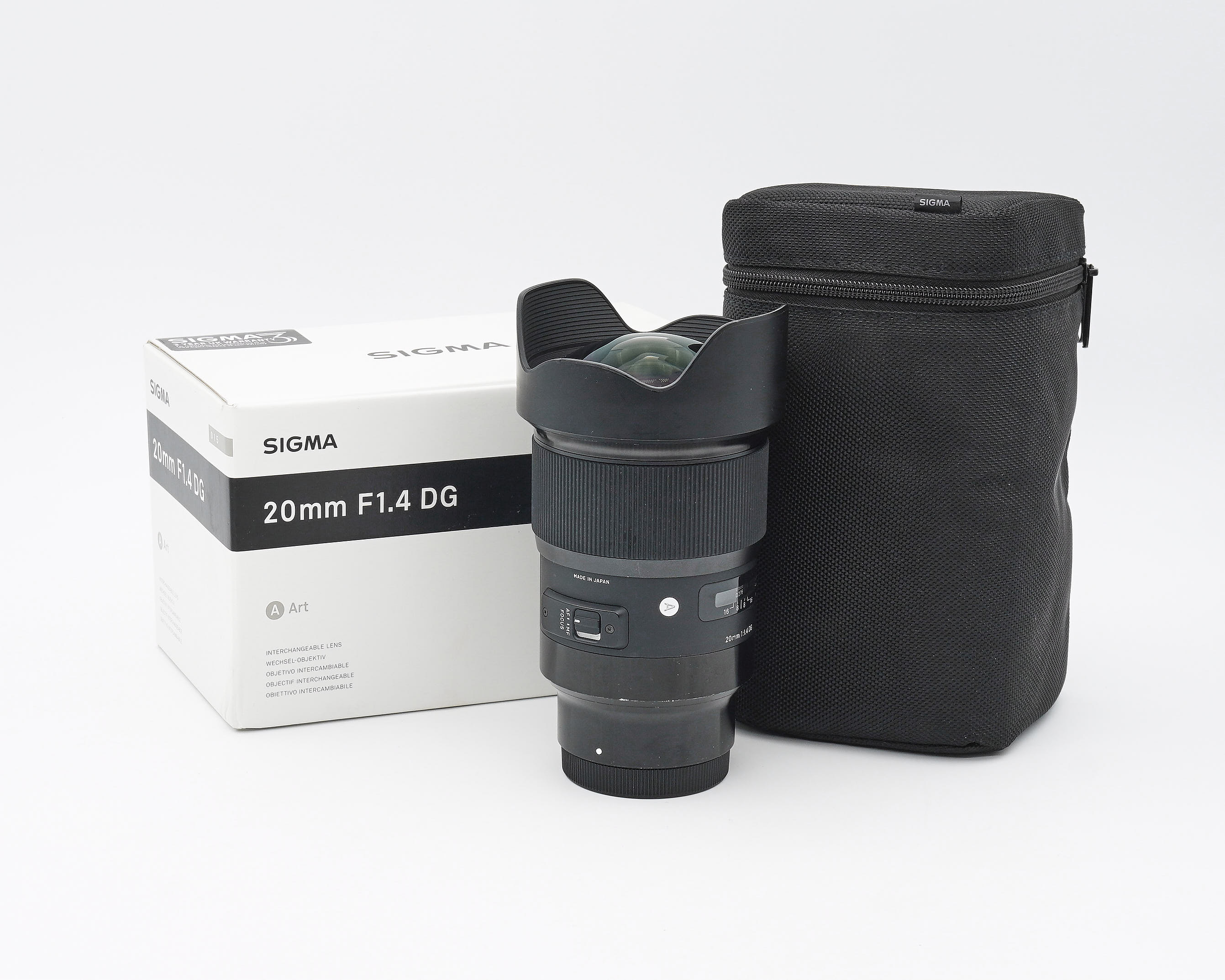 Kameraobjektiv, 20mm F1.4, DG-Objektiv, Sigma-Verpackung, Tragetasche