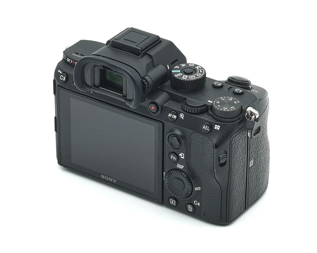 Digitale Kamera, Rückseite Sony,  Sucher, LCD-Bildschirm, schwarze Kamera