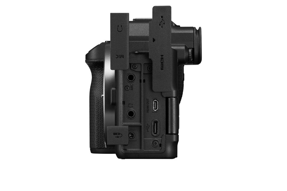 Kamera, Seitliche Anschlüsse, HDMI,  USB-C, Mikrofonanschluss