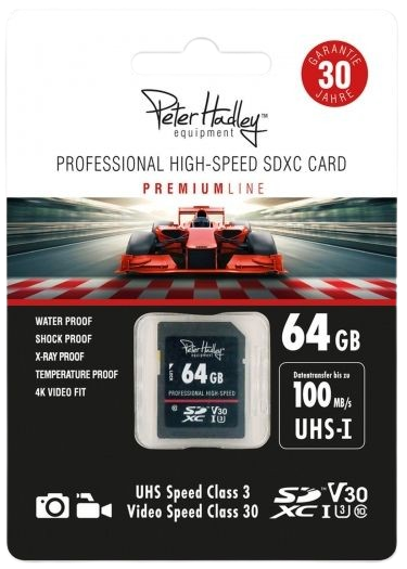 Peter Hadley Prof. High-Speed 64GB UHS-I SDXC-Karte Cl10, U3, V30 (100/95 MB/s)