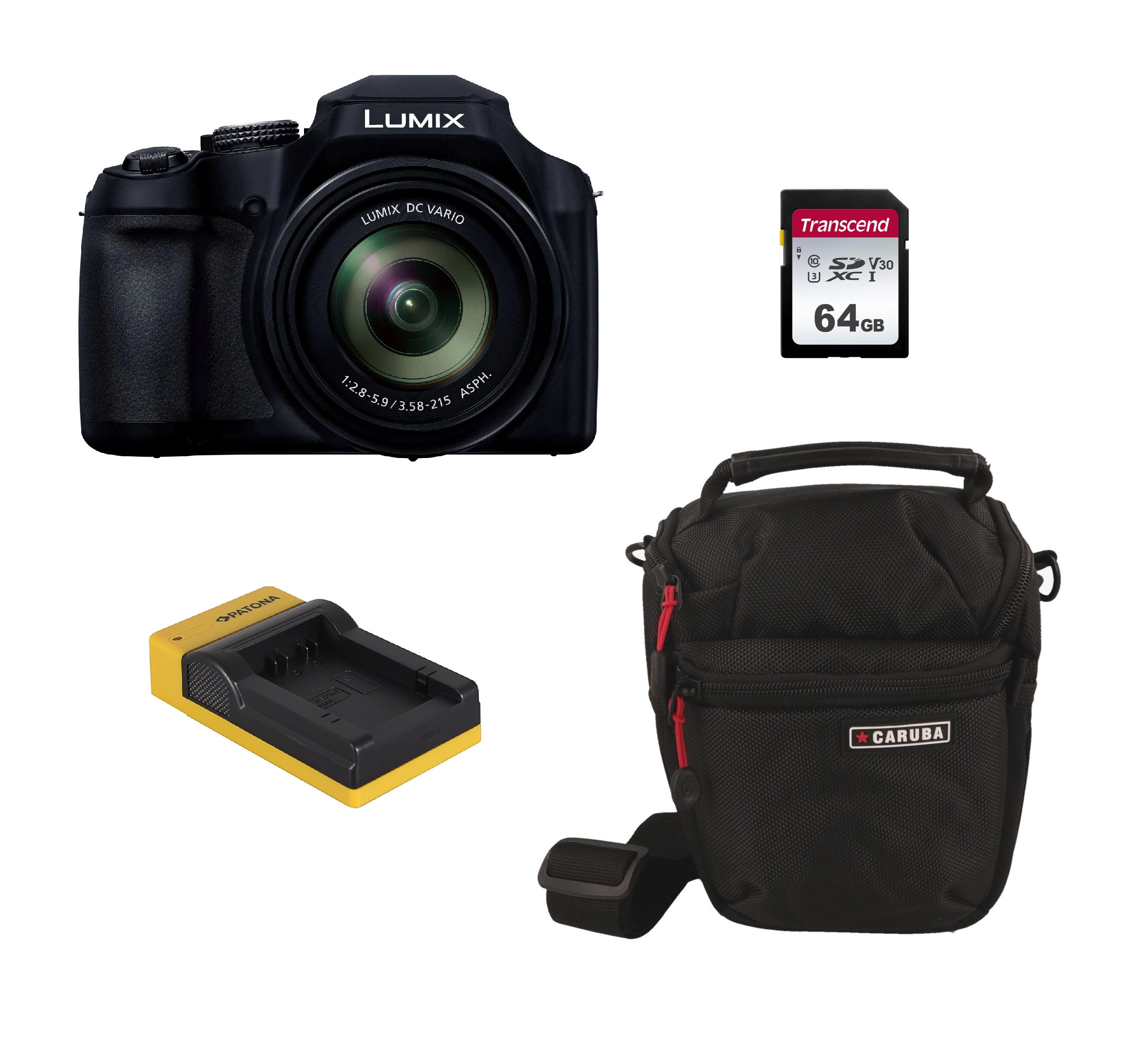 Panasonic DC-FZ82D Mundus Edition + 64 GB SDXC Patona BMB9 Akku,Tasche
