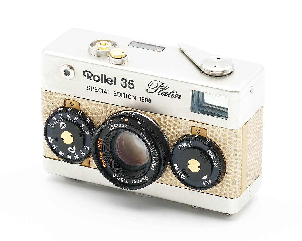 Kamera, Reise-Zoom?, 35mm, Sonderedition, Metallisch, Vintage, Objektiv, Knöpfe, Lederimitat