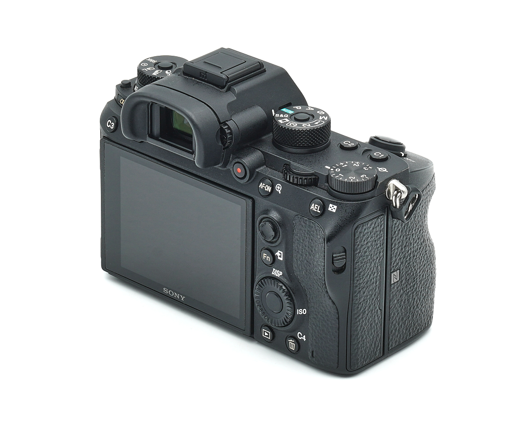 Spiegelreflexkamera, Digitale Kamera, schwarzer Körper, LCD-Bildschirm, Sony (Marke nicht sichtbar)