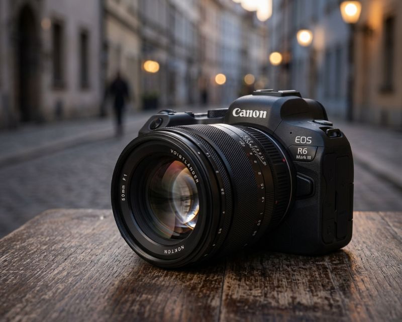 Digitale Kamera, Canon EOS R6, 50mm Objektiv, wechselobjektiv, schwarze Kamera