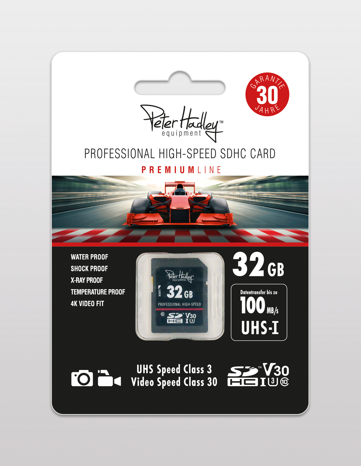 Peter Hadley Prof. High-Speed 32GB UHS-I SDHC-Karte Cl10, U3, V30 (100/70 MB/s)