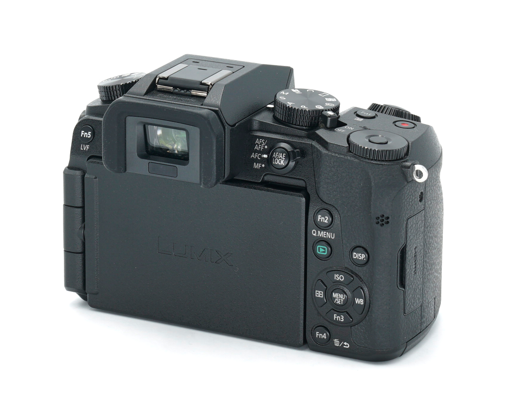 Digitale Kamera, SLR-Kamera, Rückansicht, Objektivsteuerung, schwarzer Körper