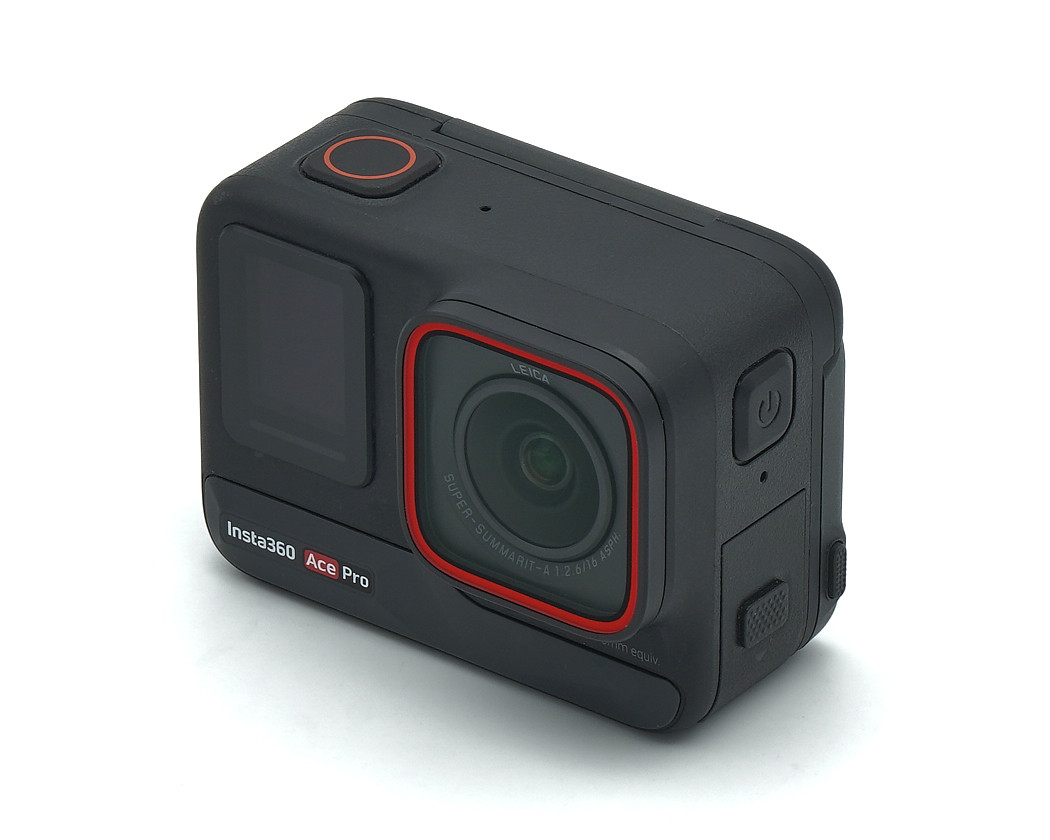 Actionkamera, wasserdicht, Objektiv, roter Akzent, GoPro-ähnlich