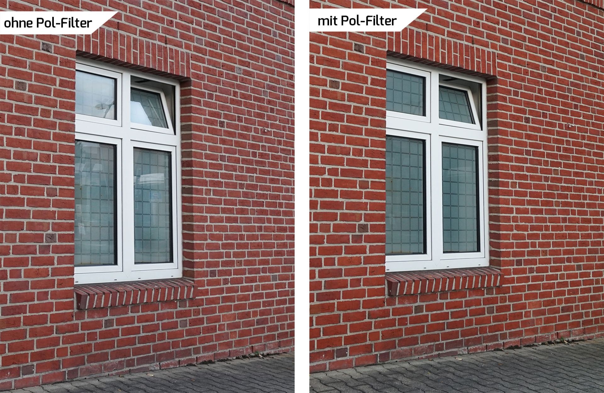 Ziegelwand, Fenster, weißer Rahmen, Doppelverglasung, Gitterglas