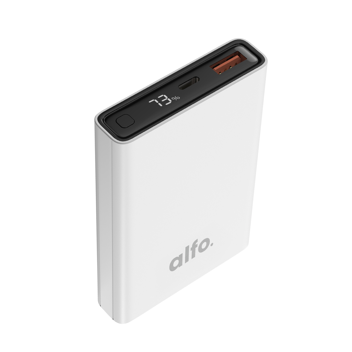 power bank, 18W USB-C, USB-A, weiß, alfo mark visible