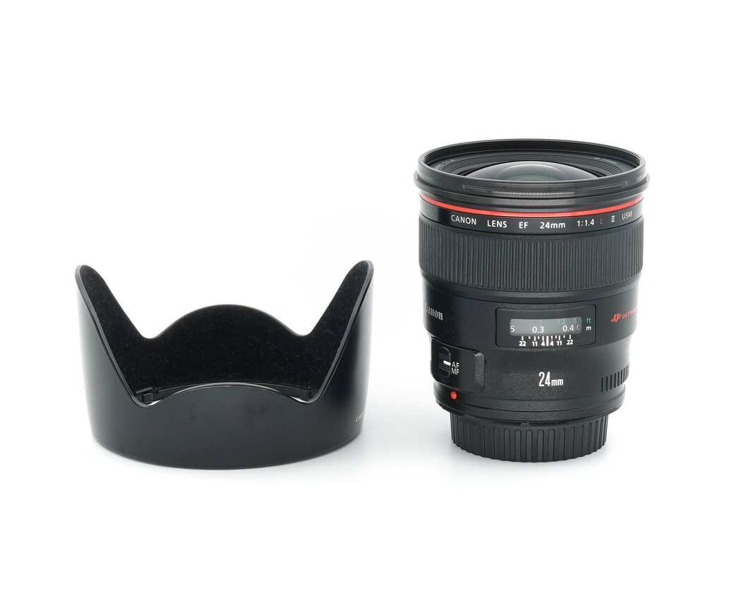 Kameraobjektiv, Canon 24mm, EF 24mm, Weitwinkelobjektiv, Blendenabdeckung enthalten