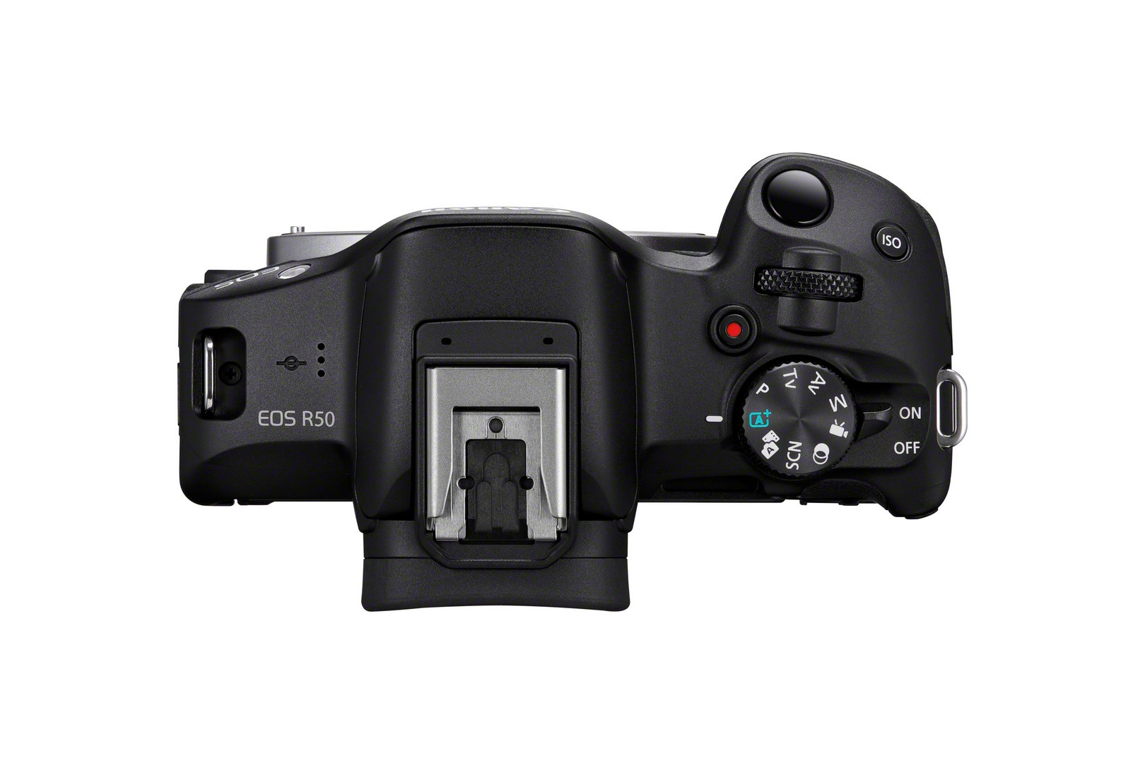 kamera, dslr, Canon EOS R50, Draufsicht, LCD-Wahlrad