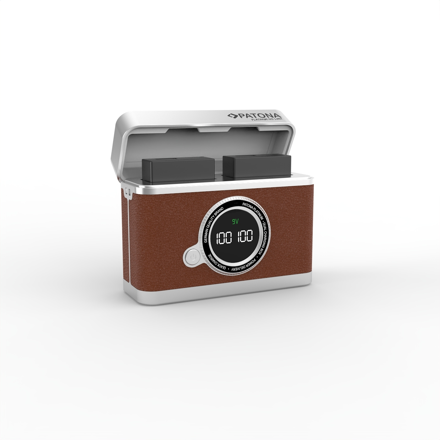 kühlbox, reisekoffer, braunes leder, digitale anzeige, tragbar